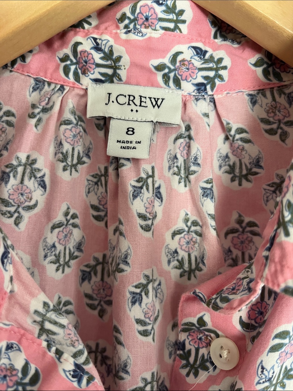 J. Crew Pink Floral Long-Sleeve Cotton Shirt Dress - Picture 2 of 3